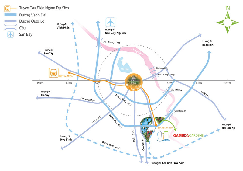 Vị trí biệt thự Gamuda City Yên Sở